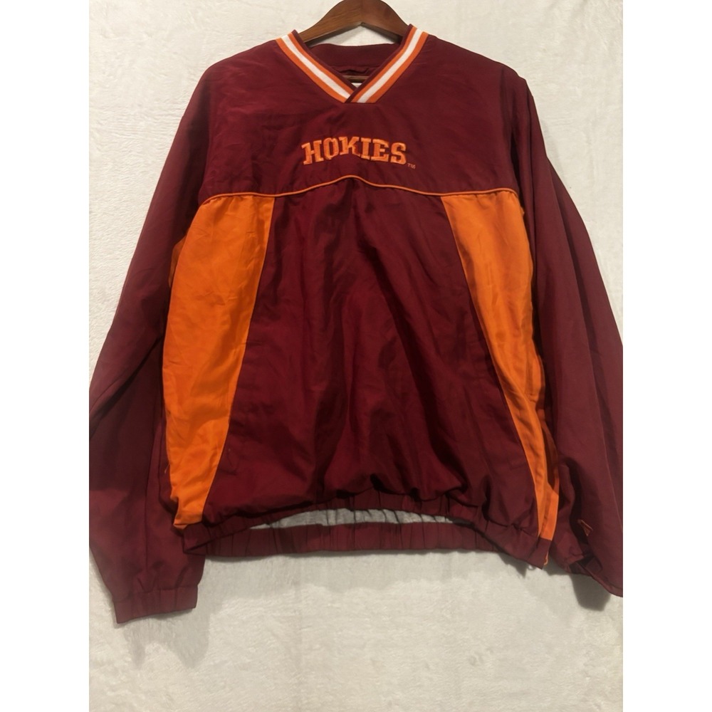 Vintage Virginia Tech Hokies Y2K‎ Men's Small Windbreaker Burgundy Orange Lined